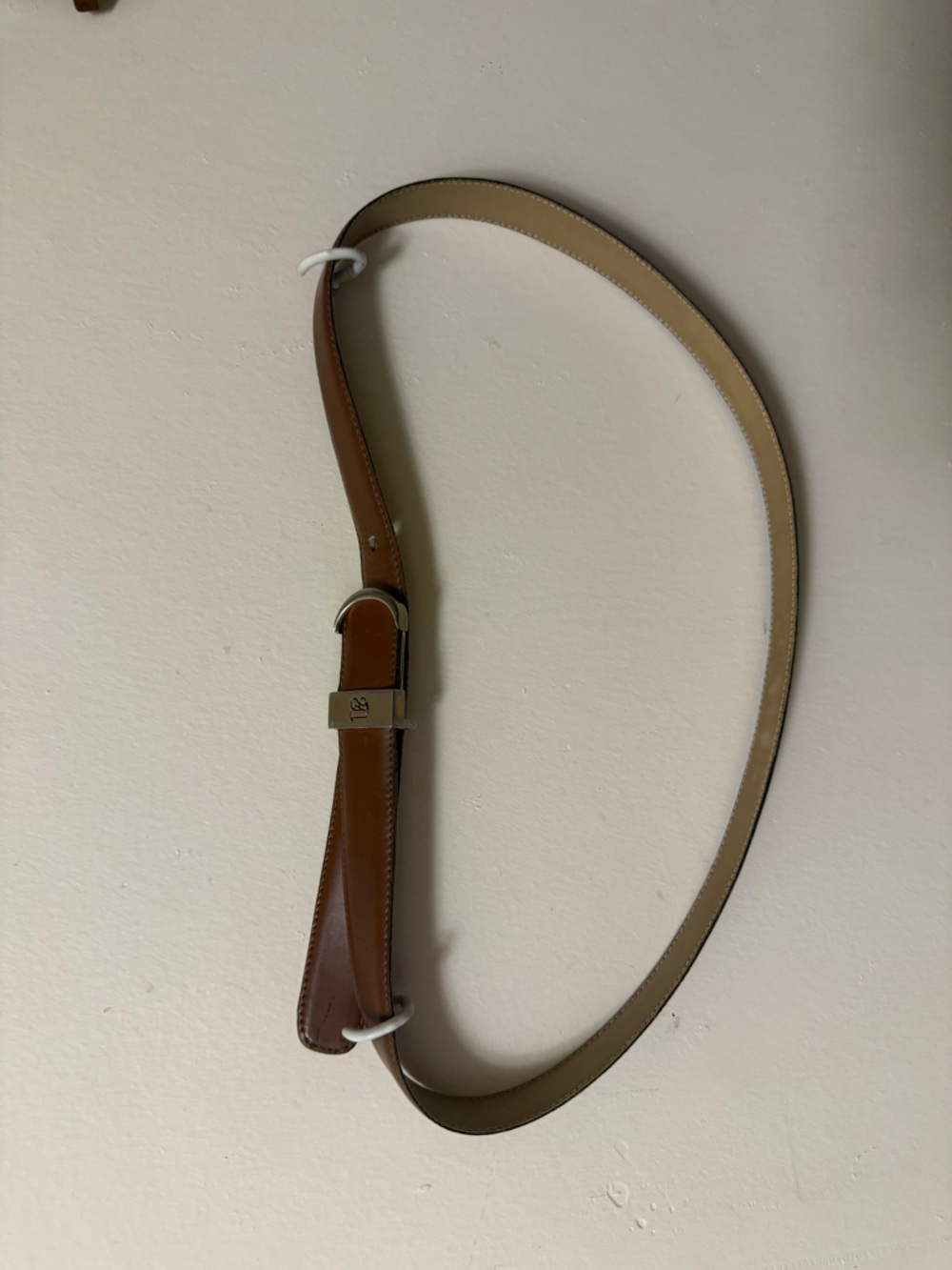 Made in France Brown Leather Belt with gold-Tone Buckle